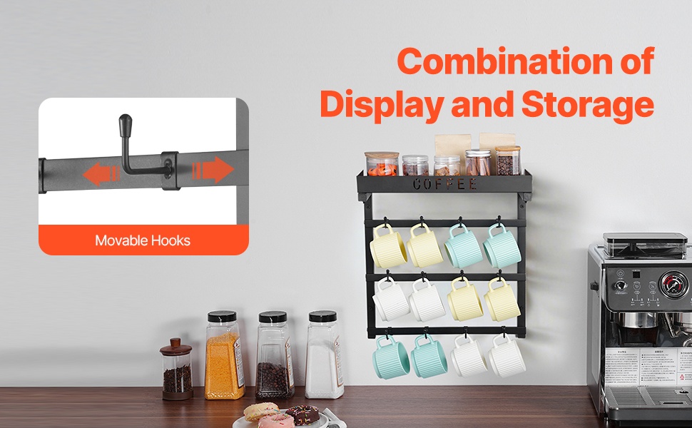 Kahvimukiteline 16 koukulla