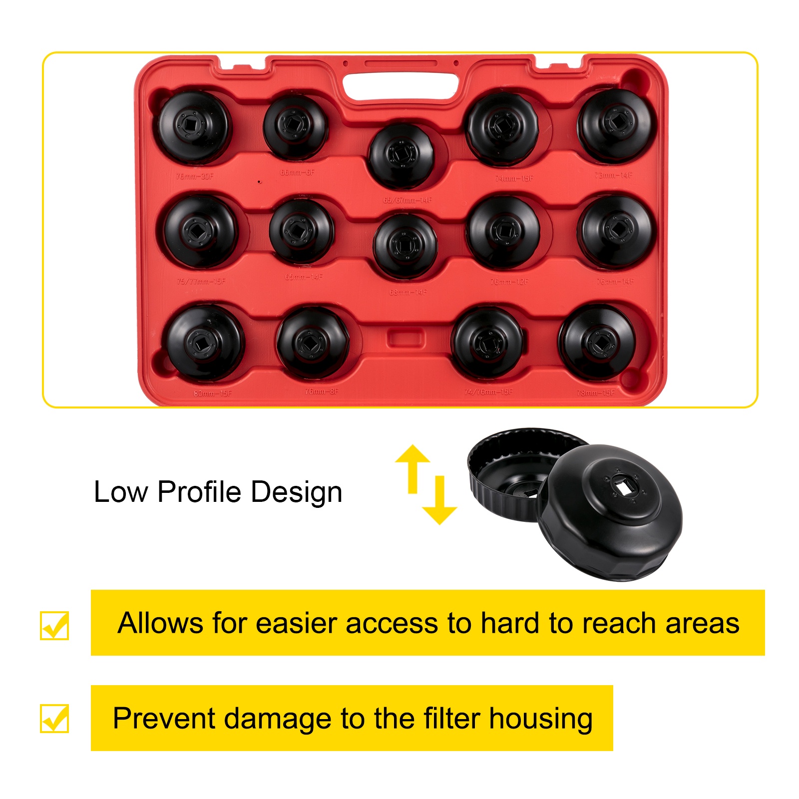Matalaprofiilinen öljynsuodatin hylsy