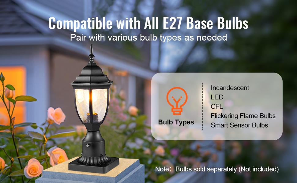 E27‑kantainen ulkovalaisin puutarhaan