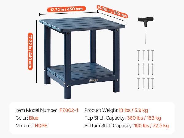Ulkosivupöydän mittapiirros