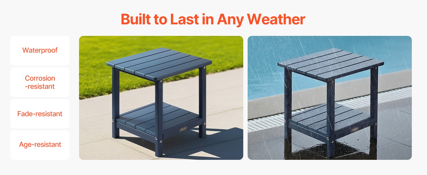 Säänkestävä ulkopöytä ulkokäytössä