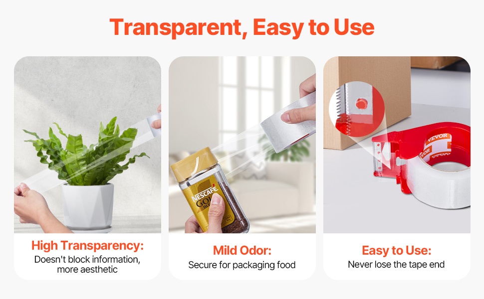 Läpinäkyvä ja vähähajuinen pakkausteippi