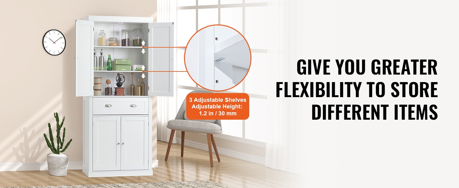 Säädettävät hyllyt kaapin sisällä