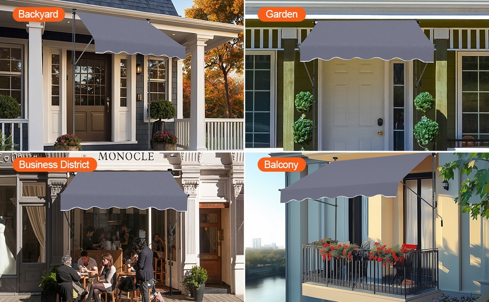 Markiisi käytössä terassilla tai puutarhassa