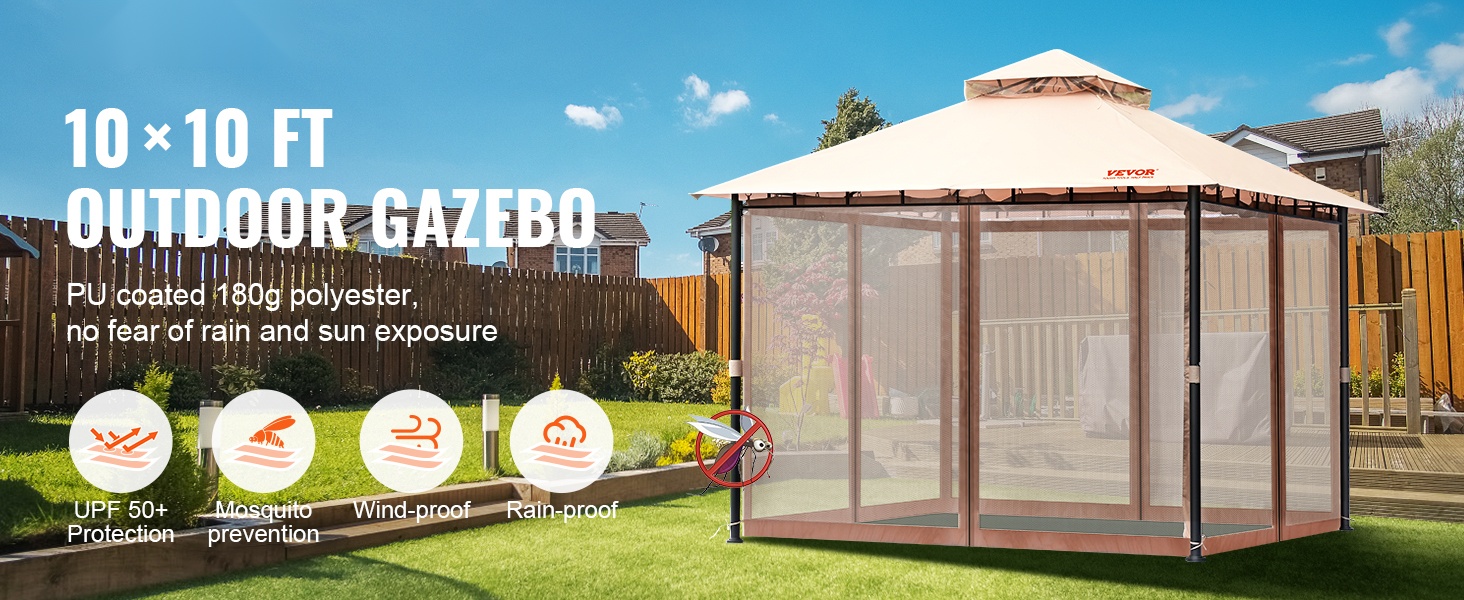 Puutarhapaviljonki 10x10 PVC-katolla