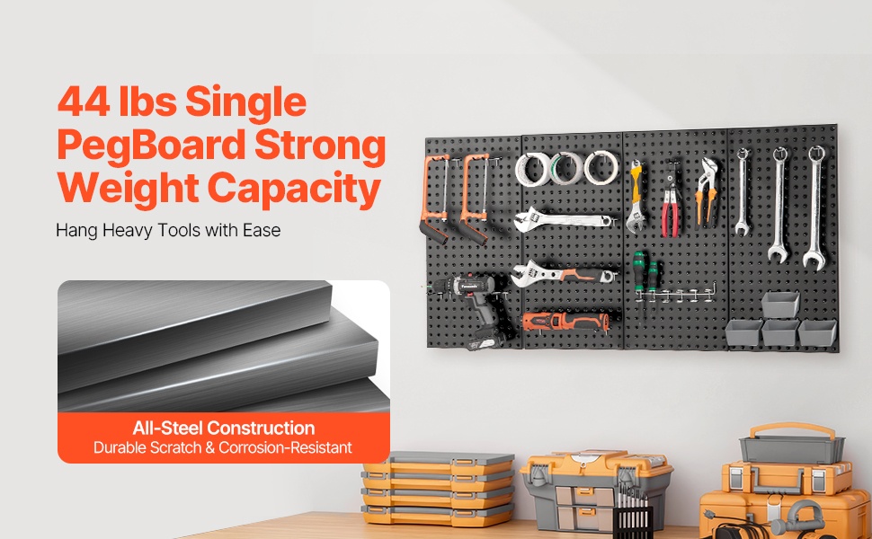 Metallinen reiällinen seinäpaneeli työkalujen säilytykseen