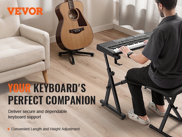 Säädettävä pianoteline ja penkki