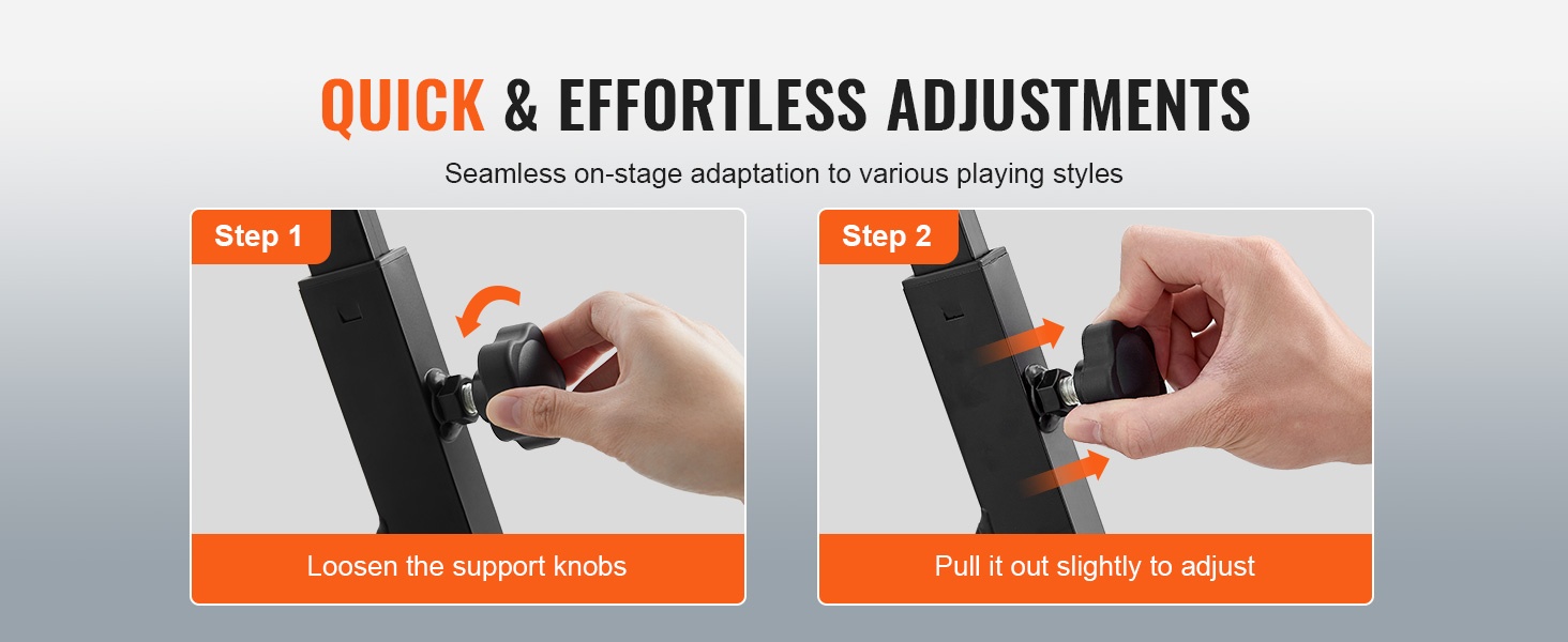 Säädettävä pianoteline korkeudella ja pituudella