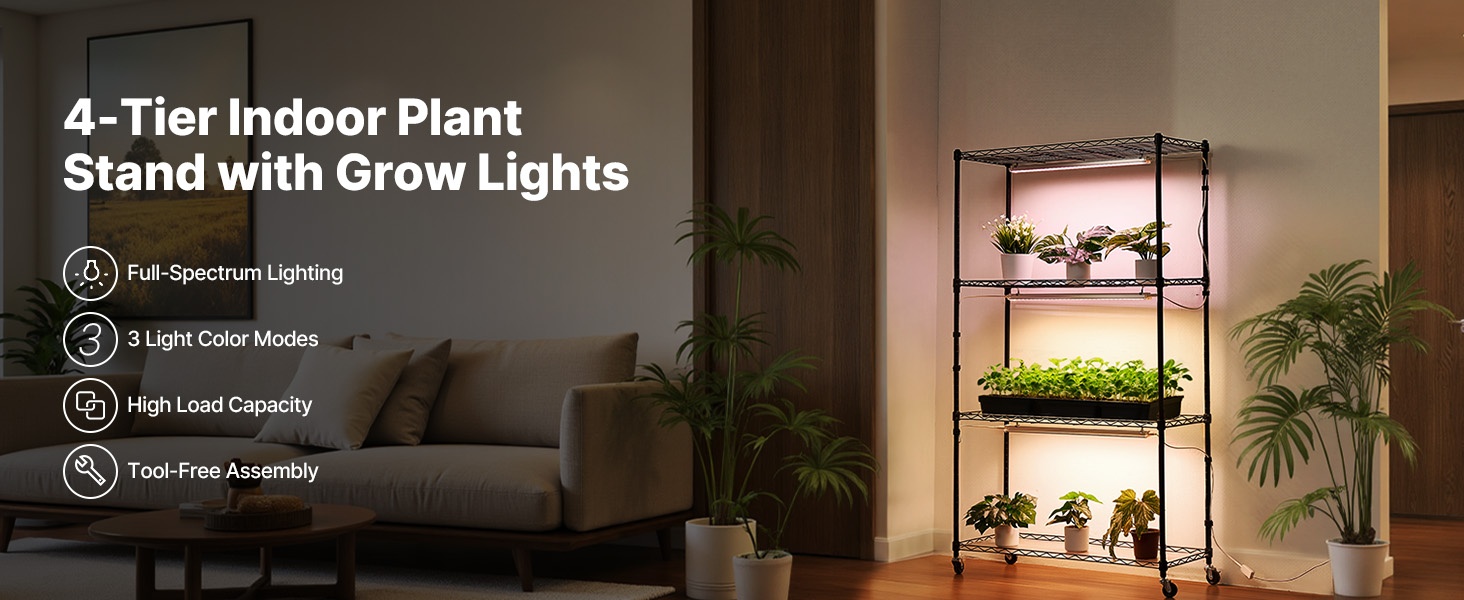 Kasvihylly kasvivaloilla, yleiskuva