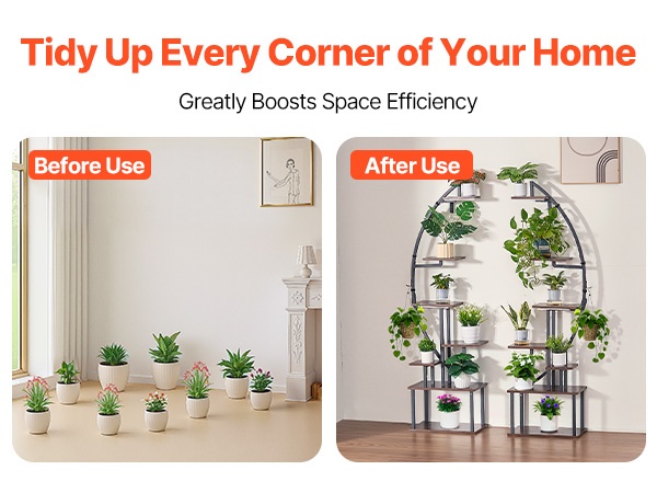 Tilaa säästävä kasviteline nurkassa