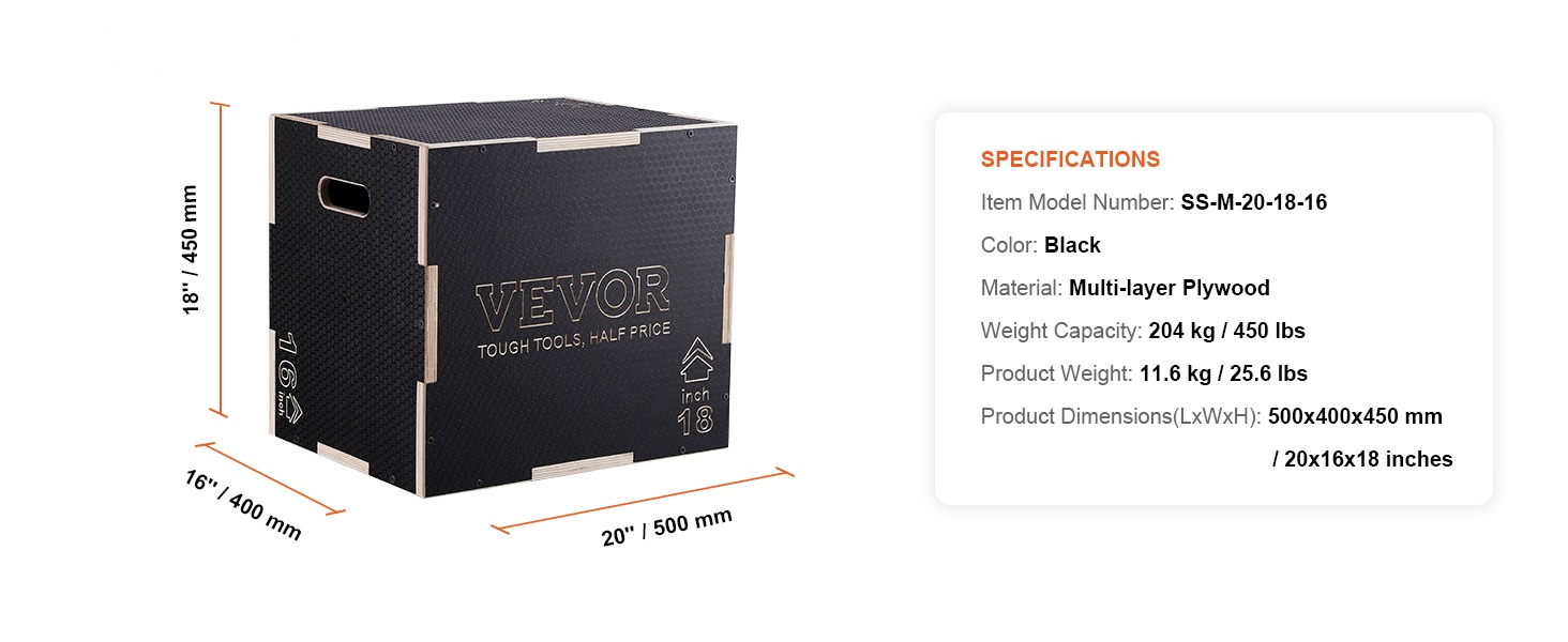 Plyometriaboksin mittasuhteet