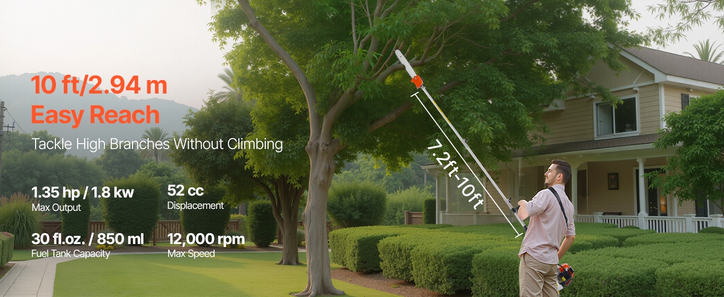 Bensiinikäyttöinen jatkovarsisaha 2-tahtimoottorilla