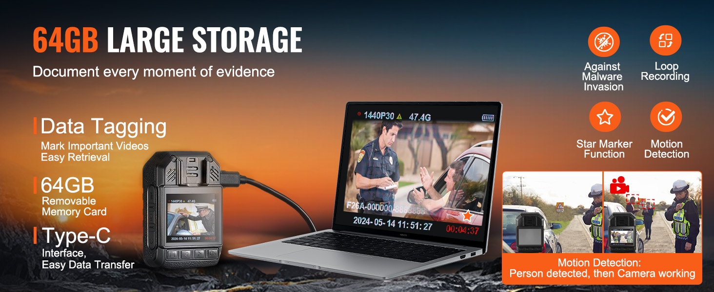 Rintakameran tallennustila ja tietoturva