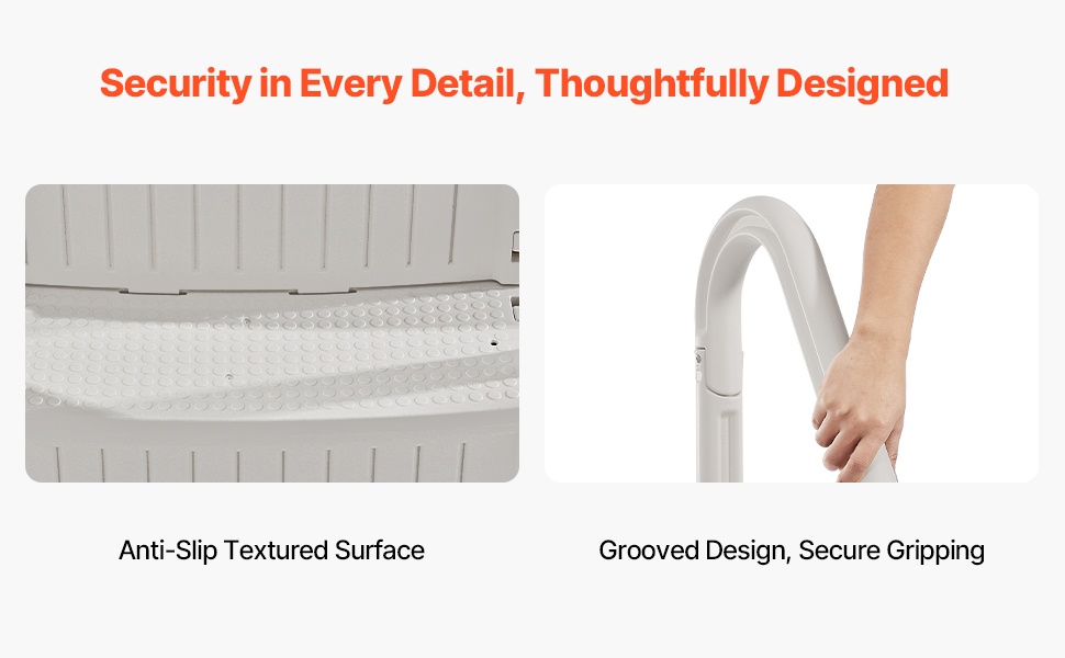 Liukumattomat PE-askelmat ja tukevat kaiteet