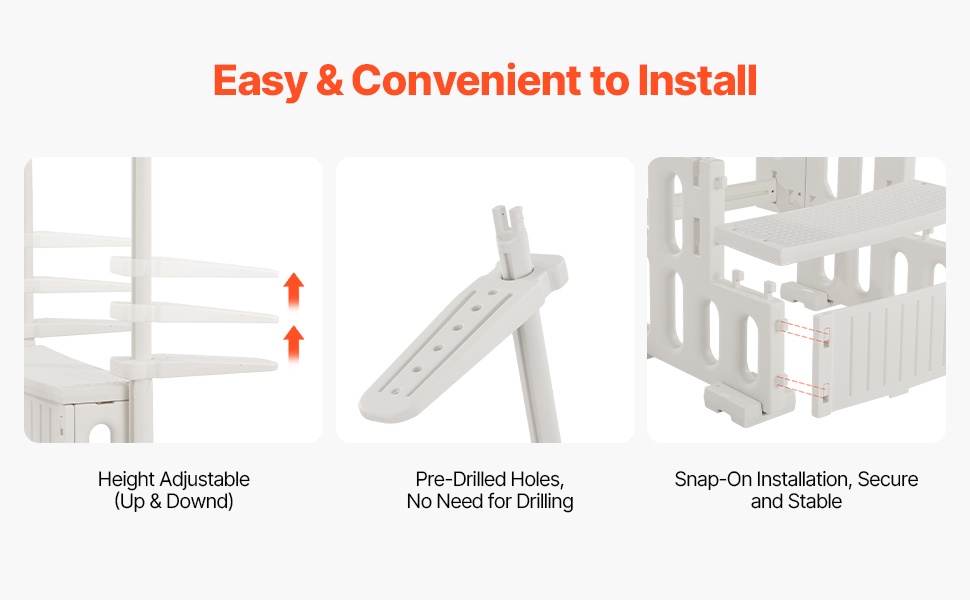 Säädettävä korkeus ja esiporatetut kiinnitysreiät