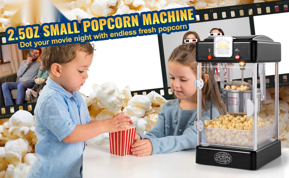 Popcorn-kone elokuvateatterin tunnelmalla