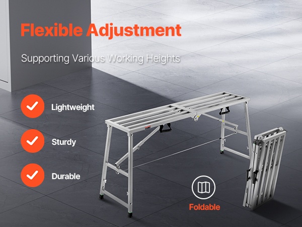 Taitettava työalusta, lähikuva