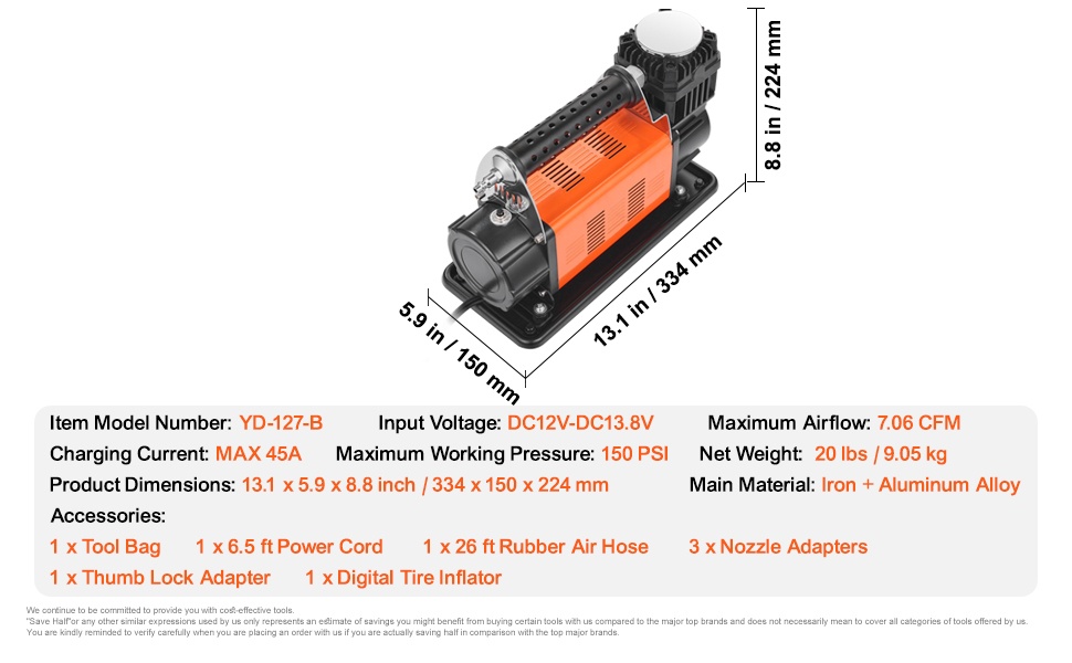 12V raskaan käytön kompressorin rakenne