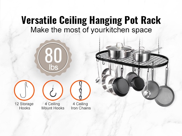 Kattoon ripustettava kattilateline ravintolakeittiöön