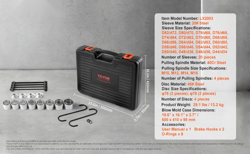 Yleiskuva holkkien ja laakerien irrotus- ja asennussarjasta