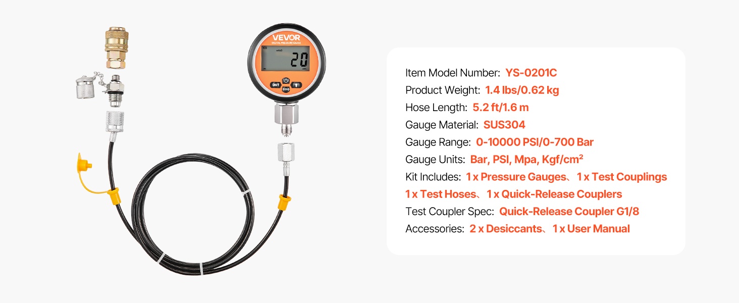 Digitaalisen painemittarin mitat