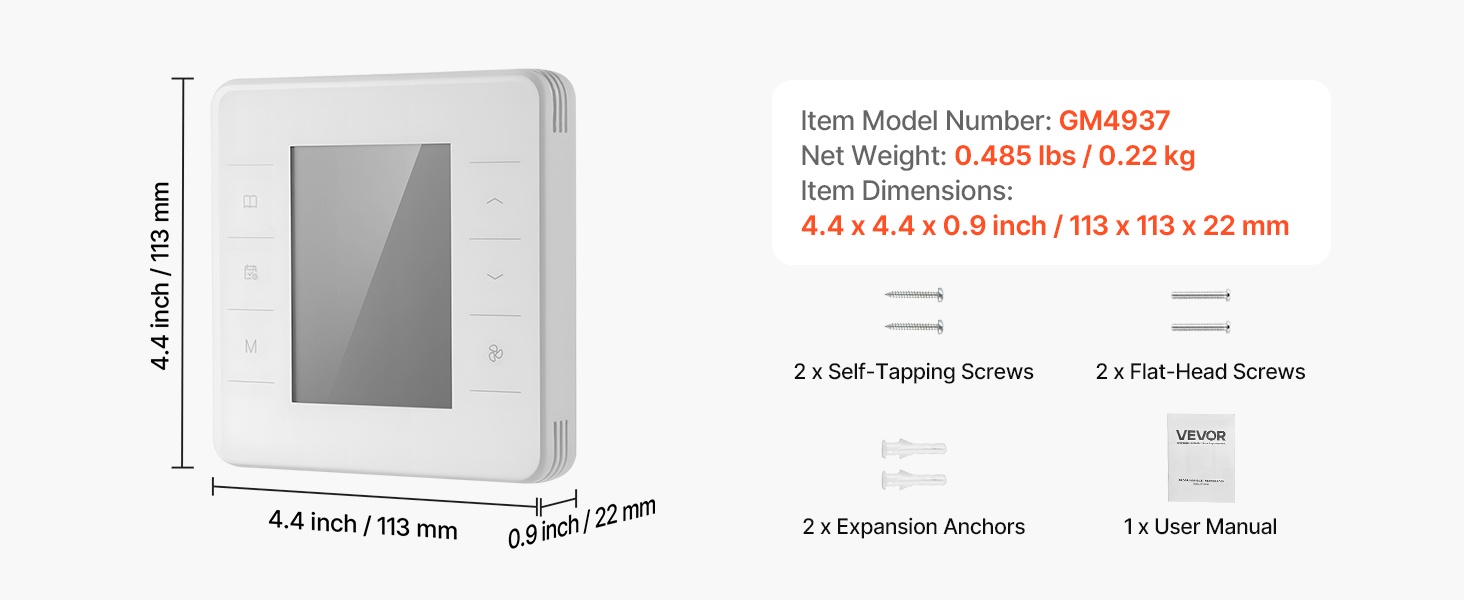Termostaatin mitat ja rakenne