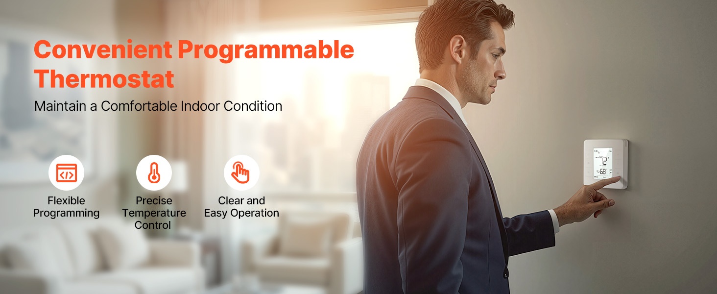 Ohjelmoitava seinätermostaatti etunäkymä