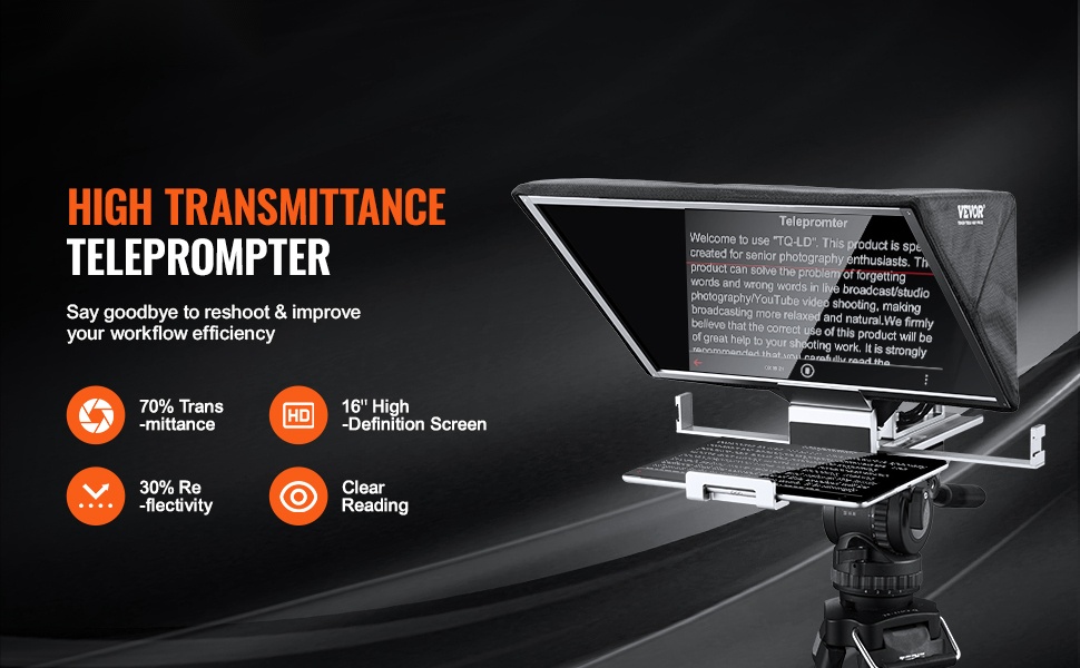 Pöytäteleprompteri 8 tuuman spectroscope-lasilla