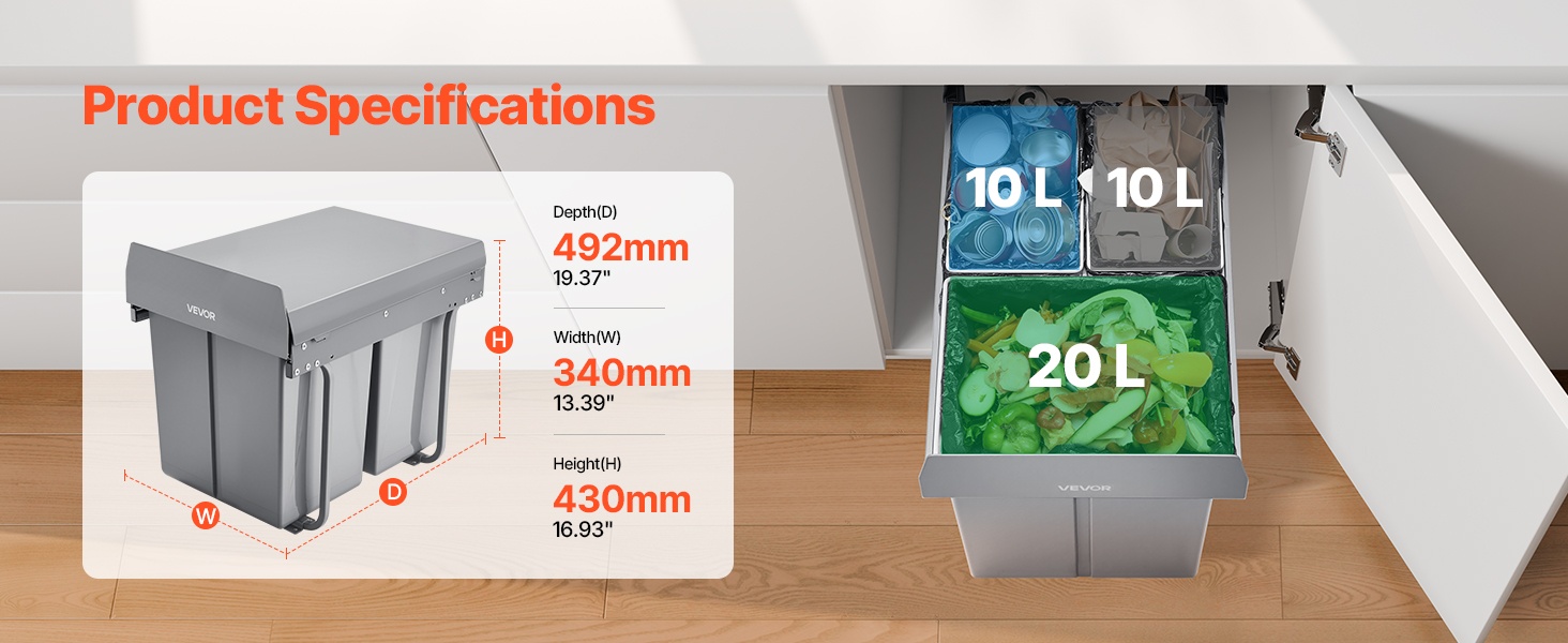 Suositellut kaappimitat jätevaunulle