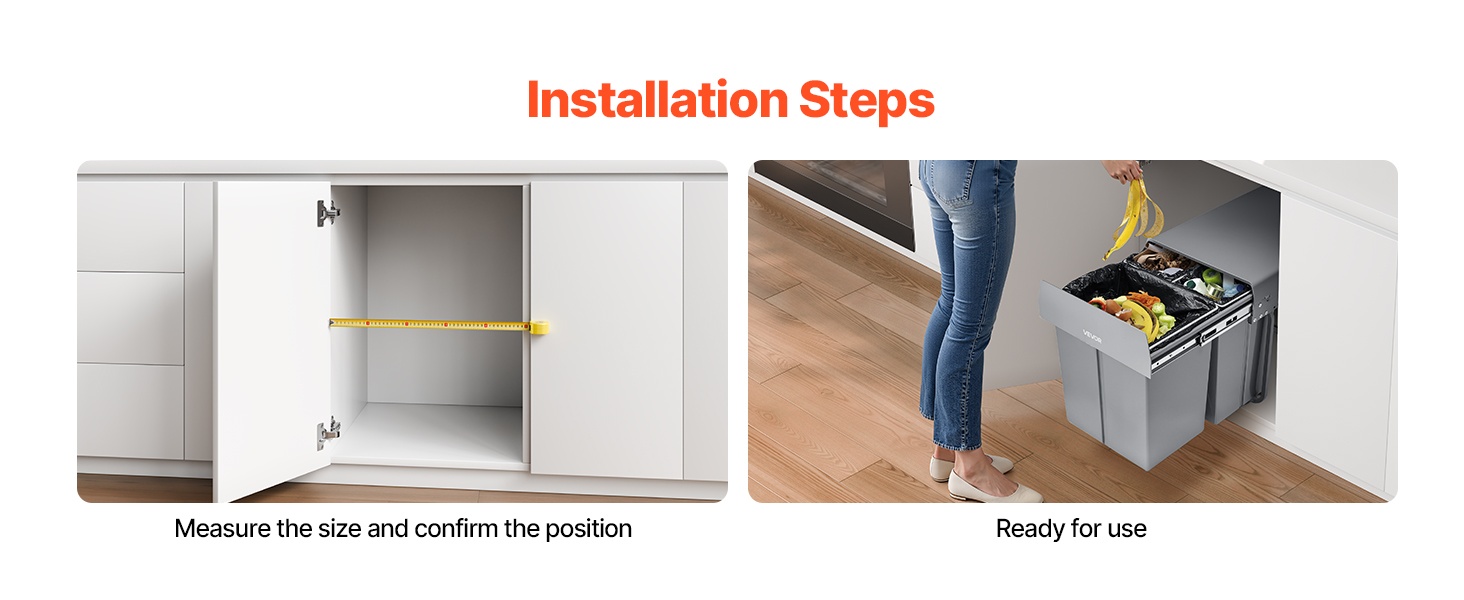 Jätevaunun asennus kaappiin