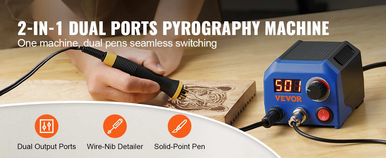 Puutyöpolttosarja kahdella kynällä