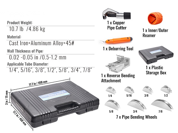 Kompakti ja helposti mukana kulkeva putkentaivutin