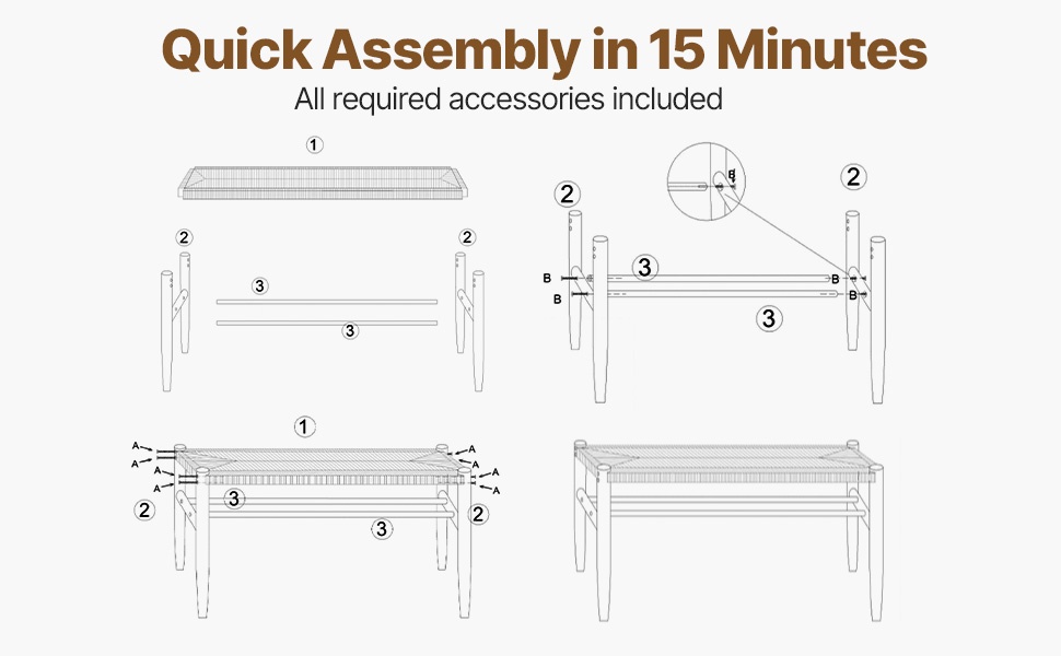 Rottinkipenkki, helppo kokoaminen