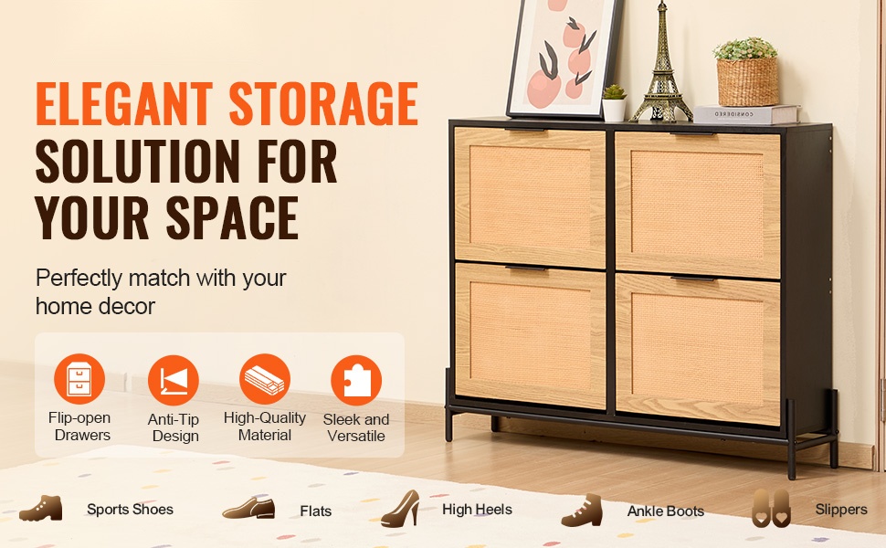 Rottinkinen kapea kenkäkaappi eteiseen