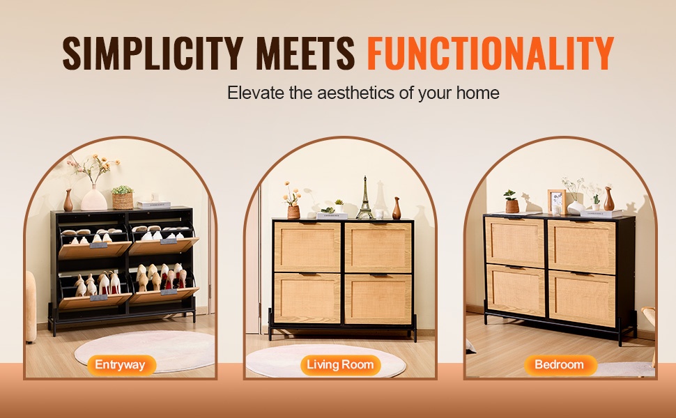 Kenkäkaappi eri tiloissa käytettynä