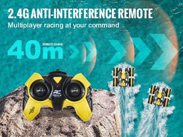 RC-vene kauko-ohjaimella ohjattuna pidemmältä etäisyydeltä