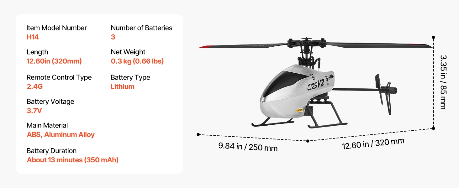 RC-helikopterin pakkaussisältö