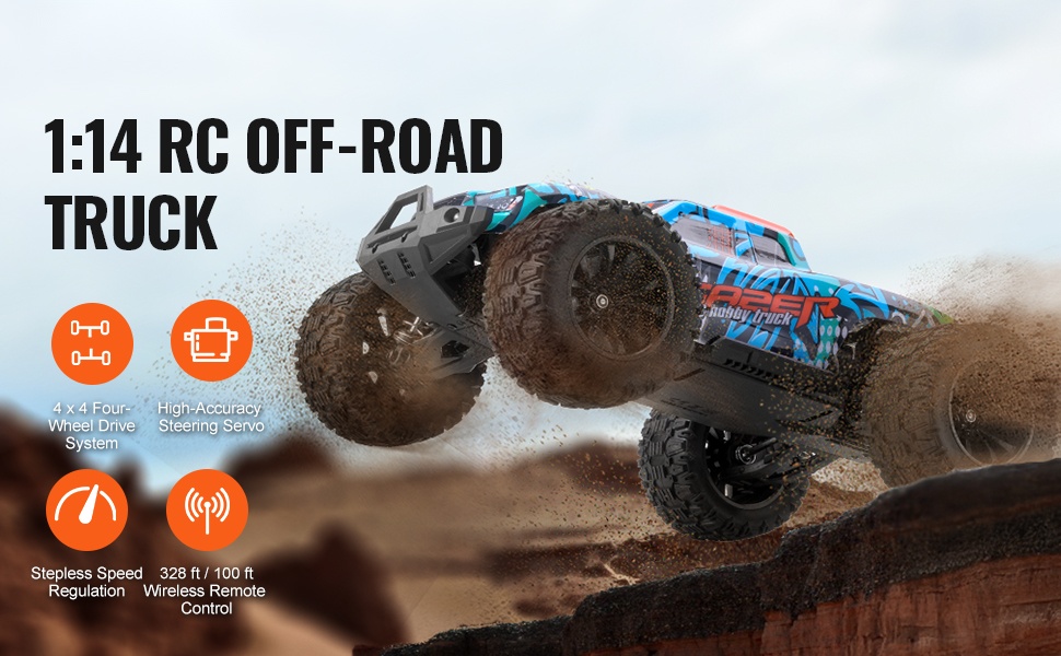 Kauko-ohjattava 1:24 maastoauto sivukuva