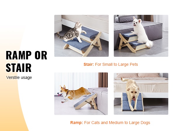 Koiran ja kissan pääsy sängylle portaan tai rampin avulla