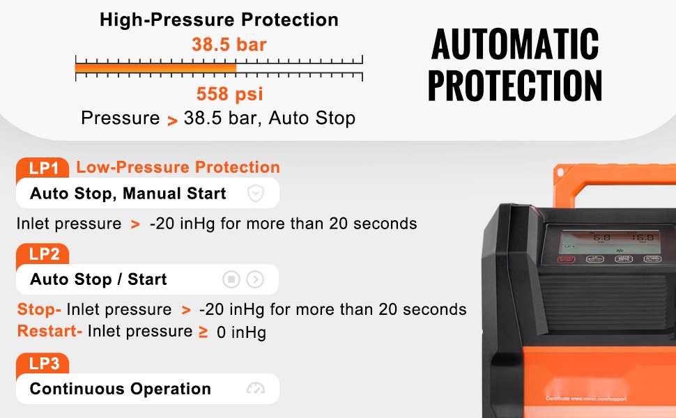 Kylmäaineen talteenottokone, paineiden näyttö