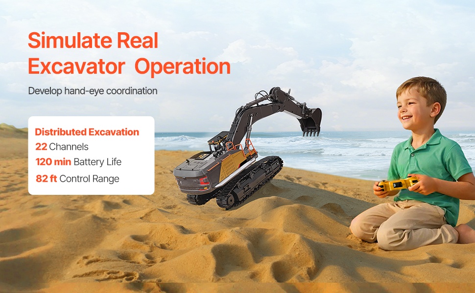 Radio-ohjattava kaivinkonelelu mittakaavassa 1:20