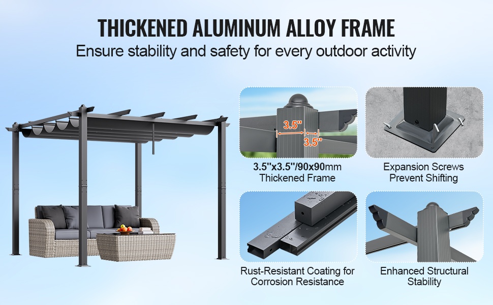 Tukeva alumiinirunko ja pylväät