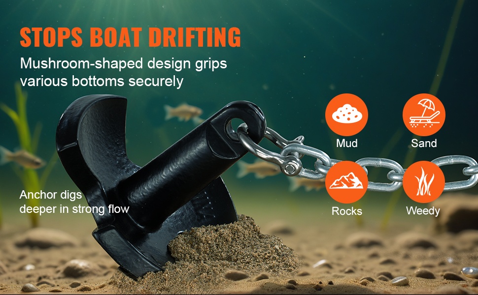 Kolmihaarainen sienen muotoinen jokiankkuri