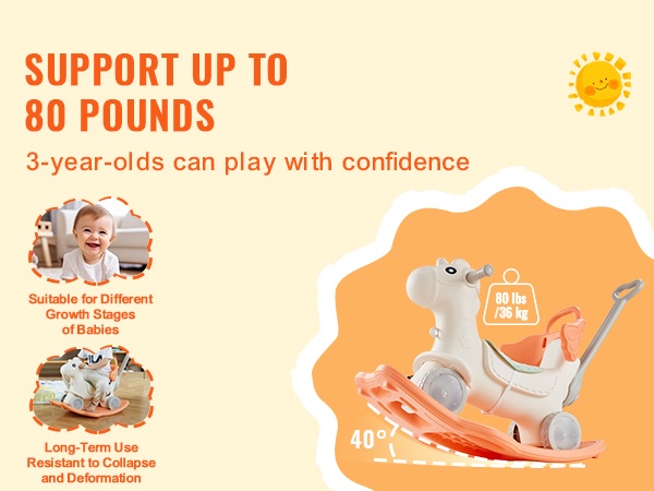 Keinuhevonen lapsille, tukeva rakenne