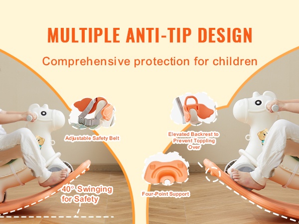 Turvallinen keinuhevonen korkealla selkänojalla