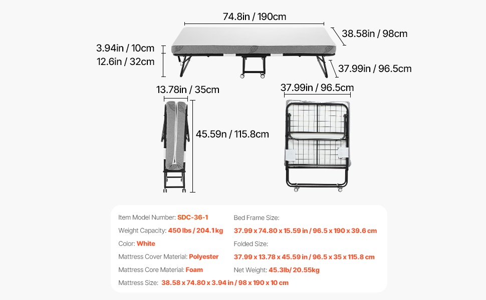 Sänky taitettuna ja käyttövalmiina