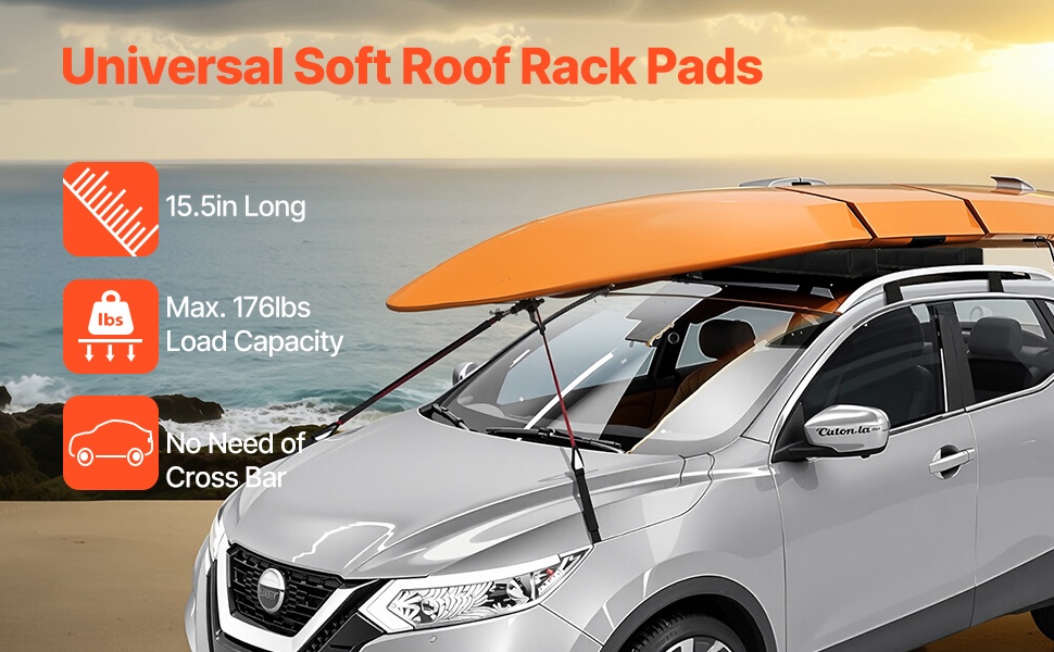 Pehmeät kattotelinepehmusteet autoon