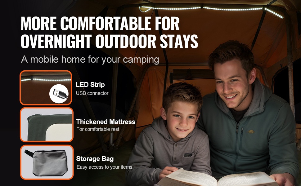 Patja, LED-valo ja säilytyspussi