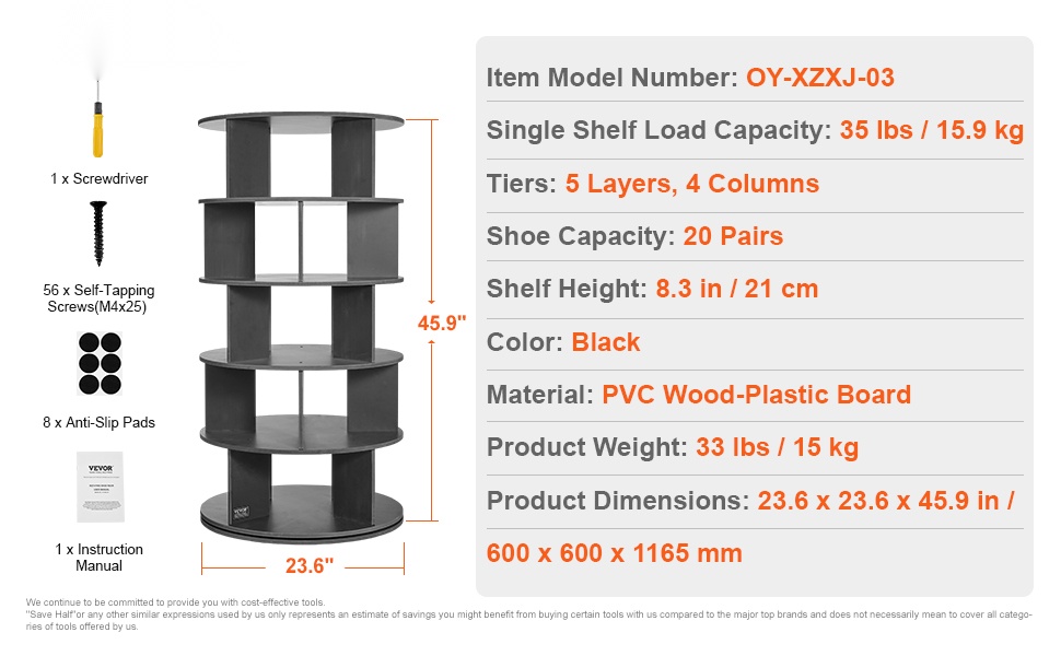 Musta pyörivä kenkätorni