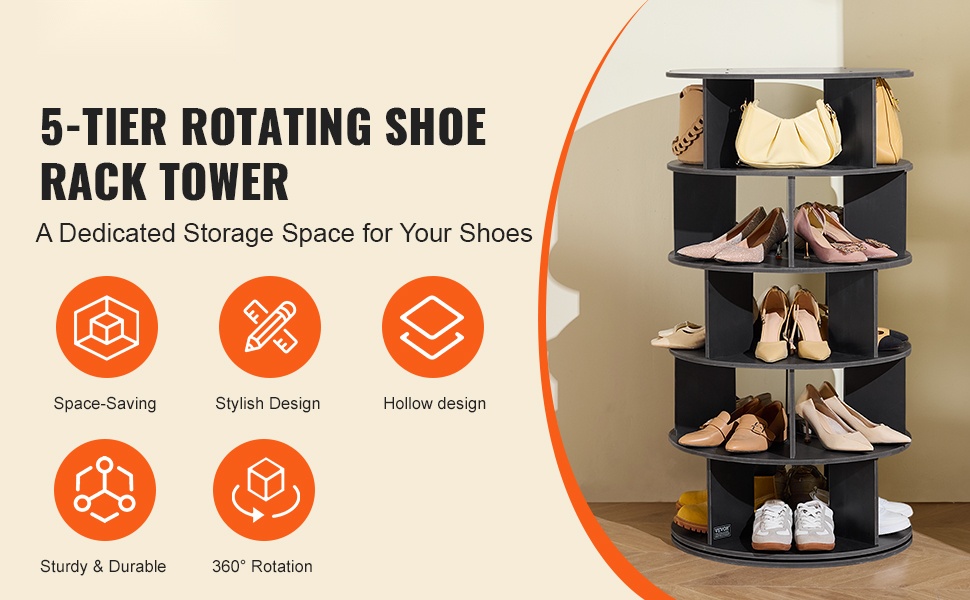 Pyörivä 5-tasoinen kenkähylly